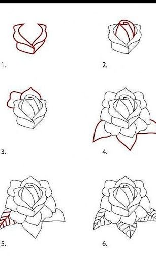  آموزش نقاشي گل رز با برگ از ابتدا و مرحله به مرحله 