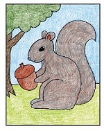  آموزش نقاشي سنجاب و میوه بلوط از ابتدا و مرحله به مرحله 